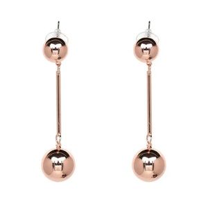 New fashion beads earrings. Long drop style, rose gold color.